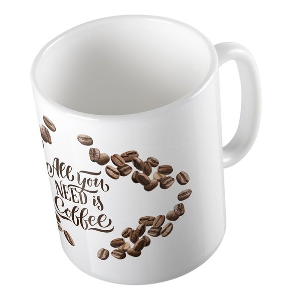 Kaffeetasse All You Need Is Coffee Kaffeebohnen Keramik Tasse Weiß Geschenkidee-image