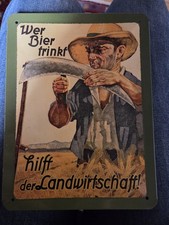 Blechschild Wer Bier trinkt hilft der 15 auf 20 Landwirtschaft" 