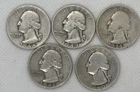 Lot of 5 90% Silver Washington Quarters Various Years