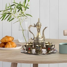 Vintage Tea Service Set, Tea Pot Set, Coffee Pot and Cups Set Zinc Alloy（1+6+1)