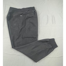FIGS Zamora Jogger Scrub Pants Charcoal Grey Heathered Teal Drawstring Mens L