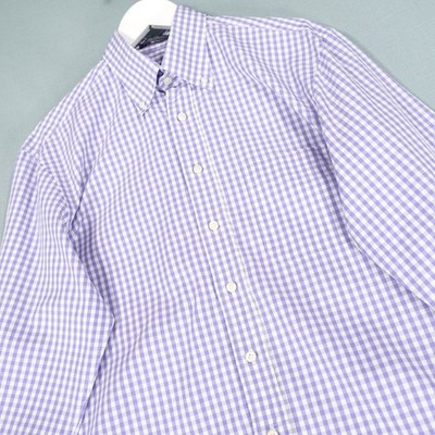 Gant Hemd Herren Large Lila Dress Fit 80s Two Ply Gingham Check Button Down Top