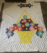 Vintage Handmade Quilt Grandmother s Flower Garden Bedspread 72x88 Double