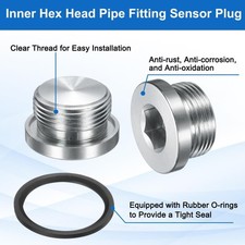 2 PCS M33x2 Carbon Steel Inner Hex Head Pipe Fitting Plugs with O-Rings New 