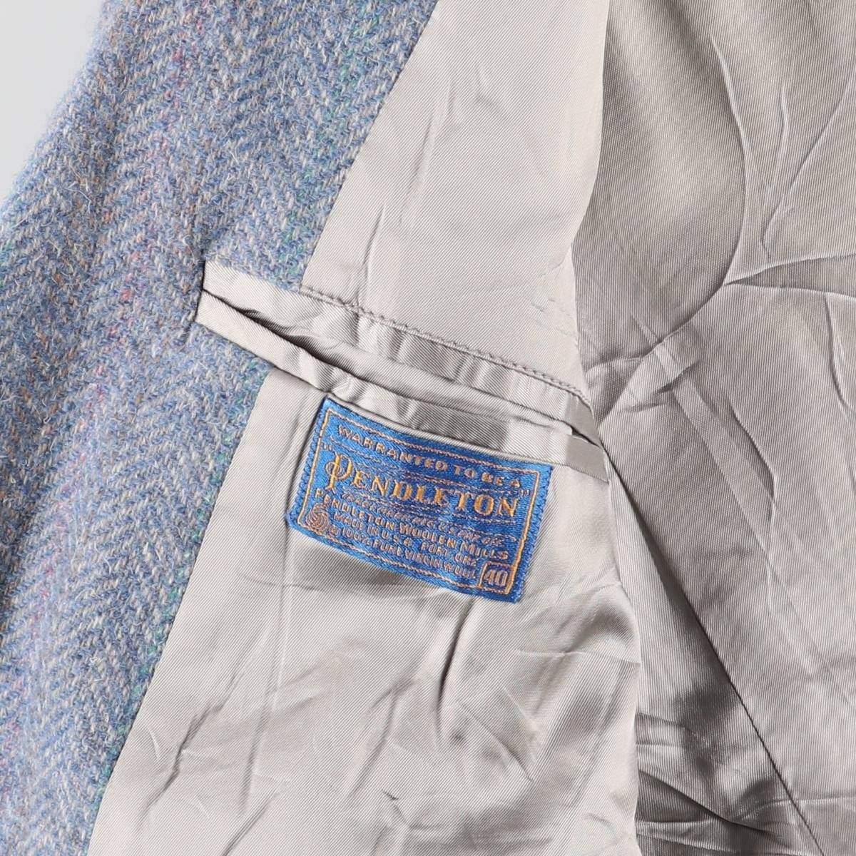 Pendleton 80s Wool Herringbone Tailored Jacket Me… - image 5