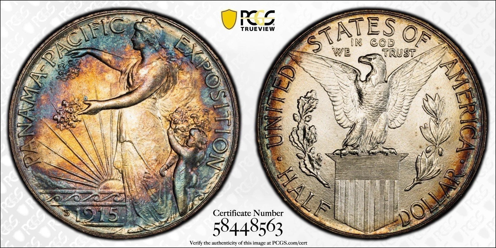 1915-S PCGS MS66 Panama Pacific Commemorative Half Dollar