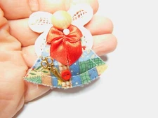 A Needlewoman's Cloth Angel Seamstress Sewing Craft Brooch Vintage