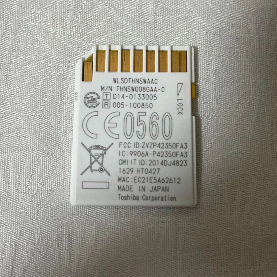 Toshiba Flashair 8GB Wireless LAN Wi-Fi SD Card SDHC Class 10 W-03 tested - Image 2 of 2
