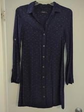 Max Jeans Size Small Navy Blue Longsleeve Mini Shirt Dress Arrow Print     [LF1]