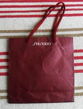 Preowned SHISEIDO, Burgundy Paper BAG, From Paris, France, w/ Nice Woven Handles