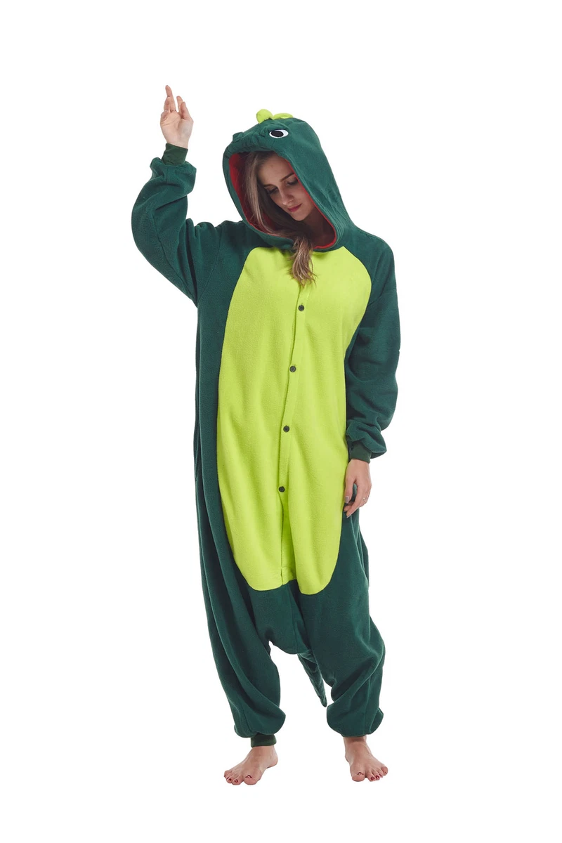 Women Men Pajamas Green Kigurumi Cosplay Costume Sleepwear | eBay