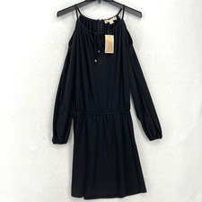 Michael Kors Black Cold Shoulder Dress XS Stretch Bohemian Festival Minimalist