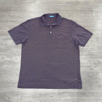J. McLaughlin Golf Polo Mens Large Short Sleeve Striped Shirt Performance Tennis