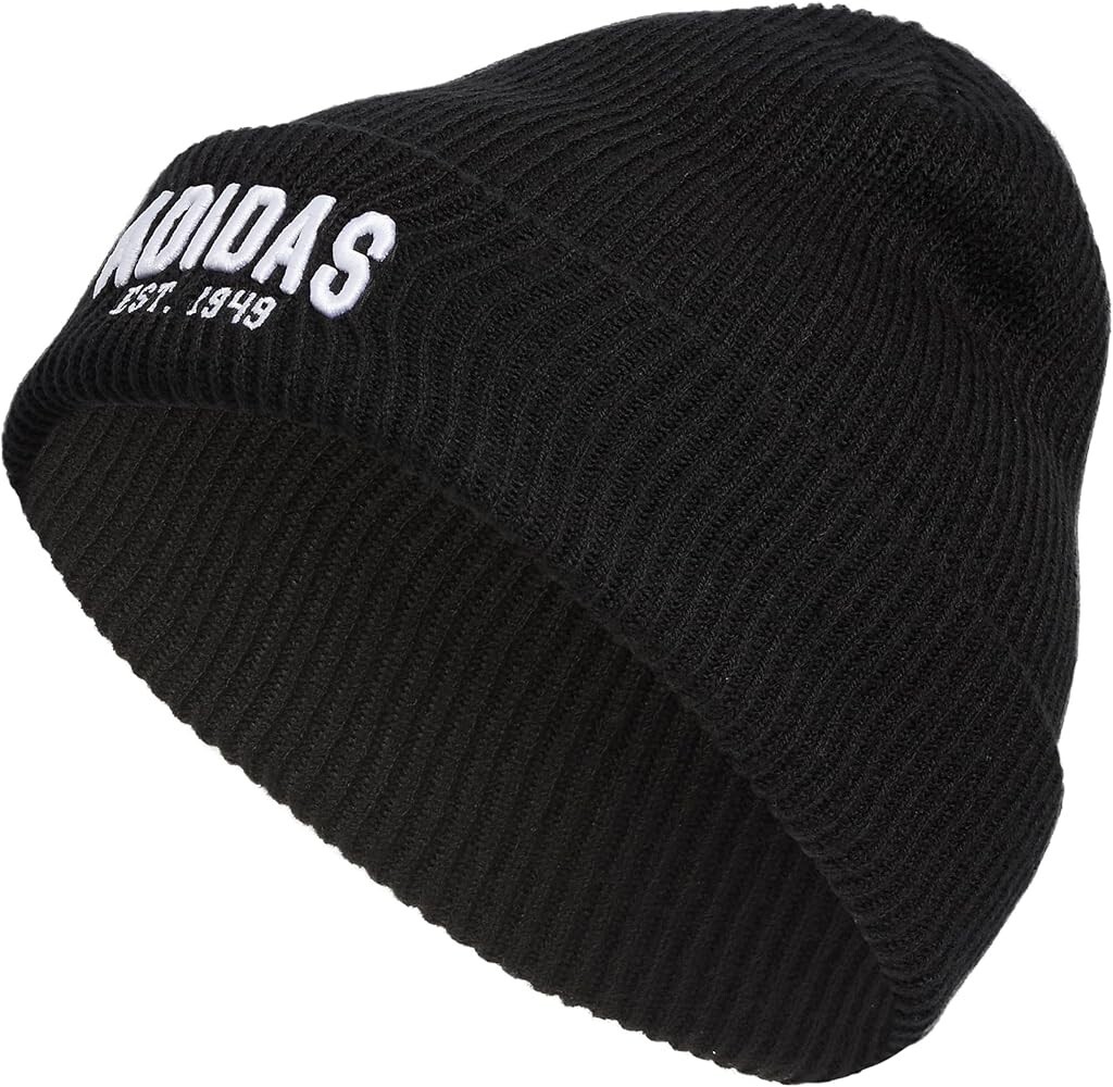 Adidas Men’s Foundation 3" Cuff Fold Beanie One Size Hat Black White New