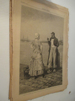 11/8 /1884  HARPER'S WEEKLY FULL  PAGE,   VENUS AND NEPTUNE , HARBOR SCENE