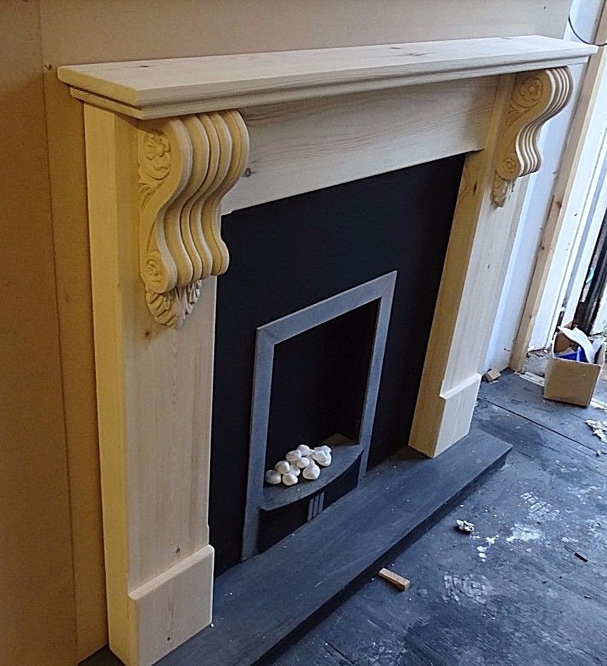 LARGE FIRE SURROUND FIREPLACE LARGE CORBELS , ROUNDED EDGES FREE Pu0026P 1 |  eBay