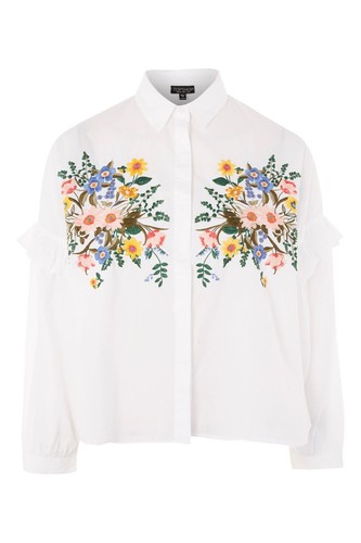 Topshop Floral Forest Embroidered Shirt 