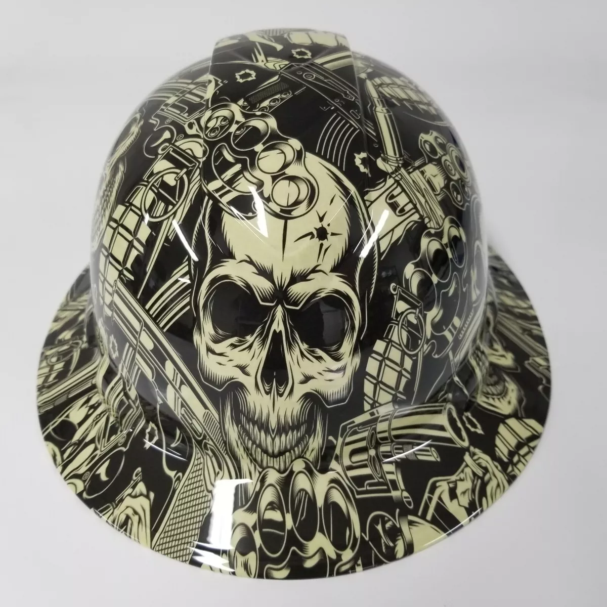 NEW FULL BRIM Hard Hat custom hydro dipped OLD SCHOOL SKULLS AND