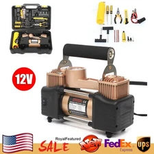 Heavy Duty 150PSI Air Tire Pump Inflator Car Truck Compressor Double Cylinder