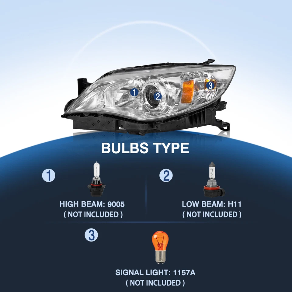 Pairs For 2008-2011 Subaru Impreza Outback Sport WRX Chrome Halogen Headlights  - Image 2 of 4
