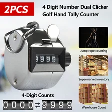 2PCS 4-Digit Dual Clicker: Handy Metal Golf Hand Tally Counter