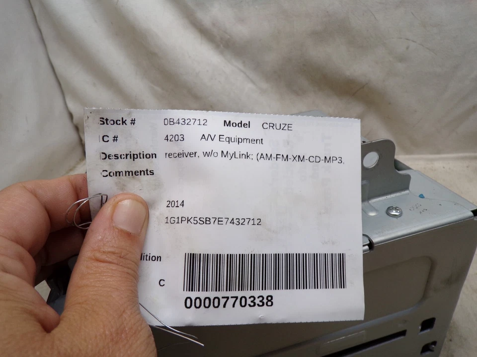 14 2014 Chevrolet Cruze Radio Cd Mechanism w/ Vin Tag 22976364 FDR19 - Image 2 of 4