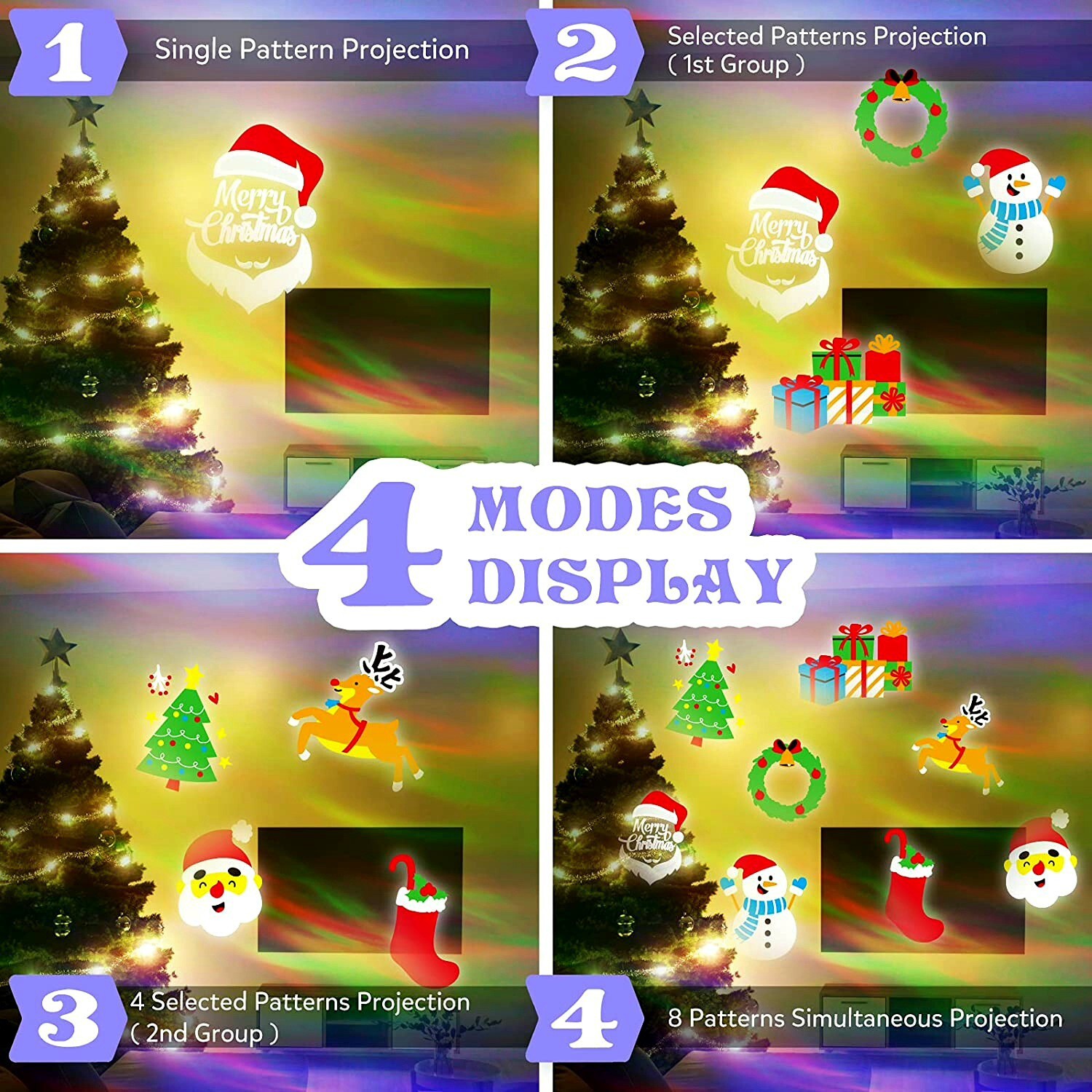 AGPTEK Christmas Projector Lights Indoor Outdoor Decoration LED