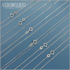 Solid Sterling Silver Thin Chain Necklace w/ Spring Ring Clasp [Choose Style]