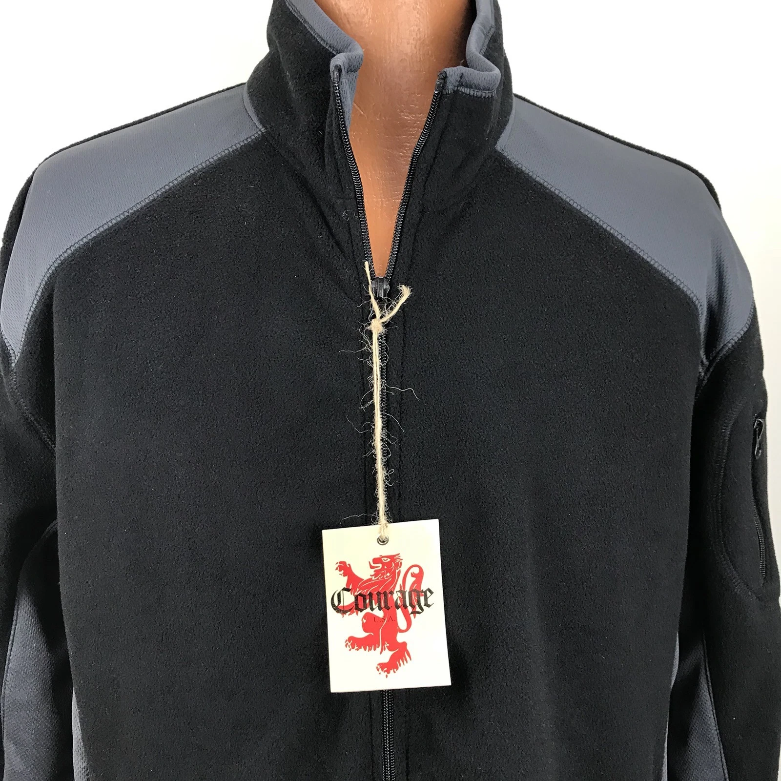 Courage Usa Micro Fleece 1/4 Zip Jacket Size XL Black Gray Long Sleeve