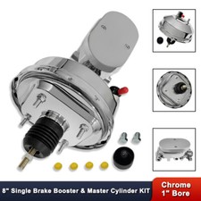 Universal Chrome 8 Single Power Brake Booster 1 Bore Master Cylinder Kit Gm