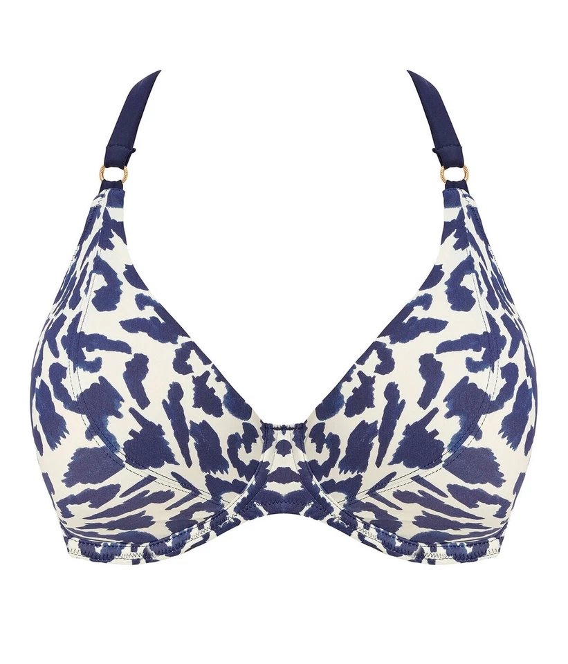 Bikini Fantasie Hope Bay Azul Marino Francés Leopardo Talla 40E Cuello Halter 504004 Foto 3 de 4