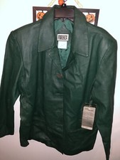 Forenza Woman’s Leather Jacket In Hunter Green Size 18 Nwt