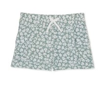 Wonder Nation Girls Pull-On Shorts Small Elastic Waist Drawstring Green Floral
