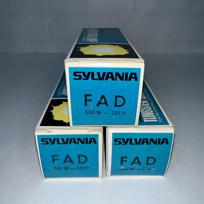 Lot of 3  NOS Sylvania FAD 650W 120V Photo Stage Projection LIGHT BULB LAMP
