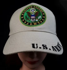 U.S. Army Emblem This We'll Defend Khaki Tan Embroidered Cap Hat 