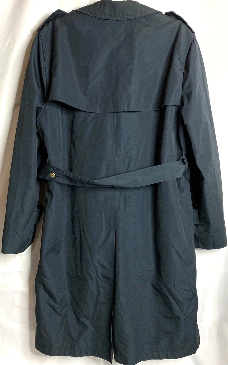 Vintage Austin Manor Zip Out Liner Double Breasted Belted Blue