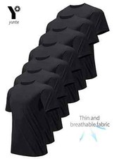 7 PACK Mens T-Shirt Black Plain Short Sleeve Tee Top Quick-Dry Gym Sport Running