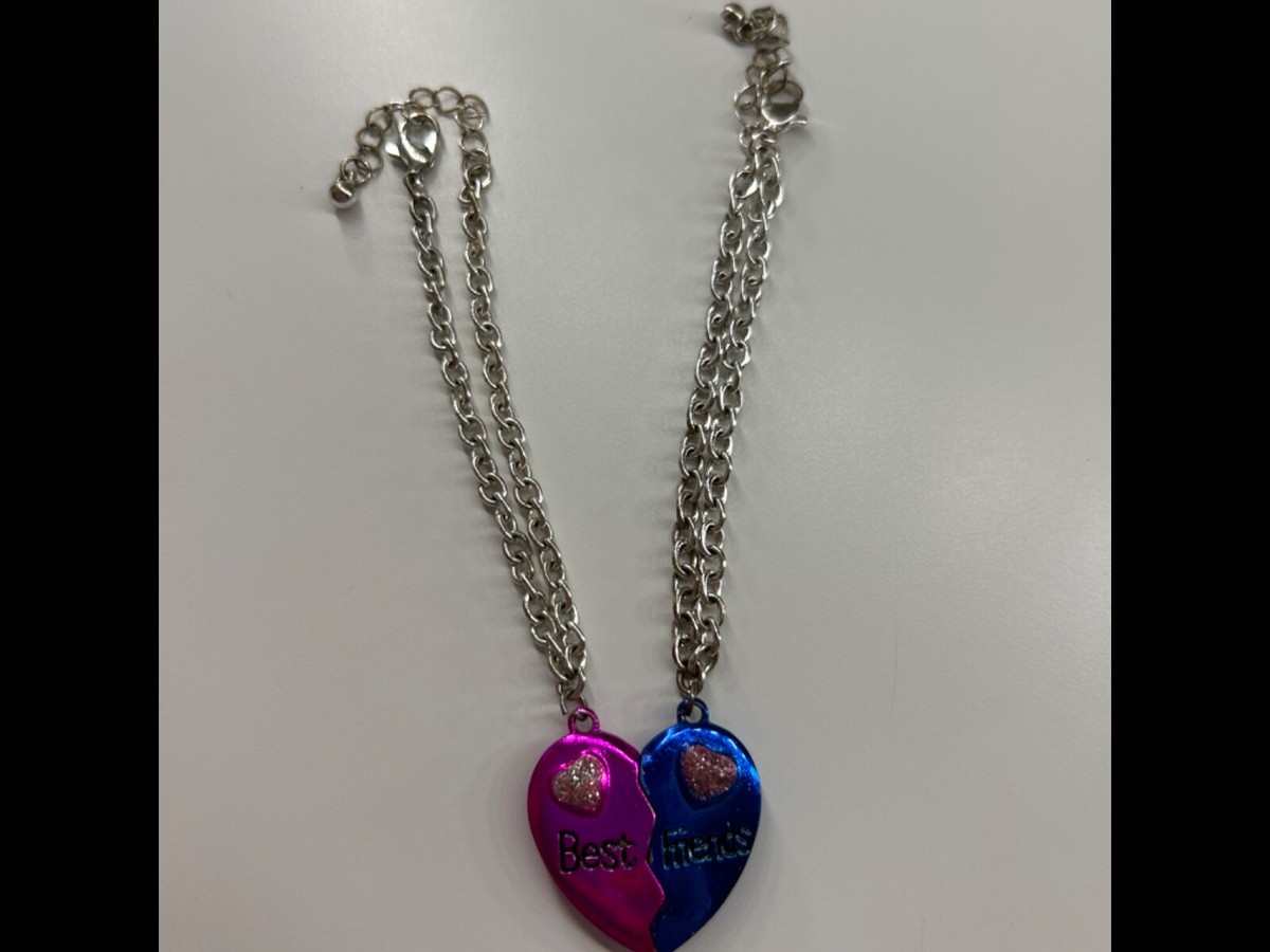 Set of friendship bracelets, pink and blue, magnetic heart charm