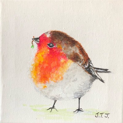 Original Acryl Vogel Gemälde auf Leinwand Wandkunst Wohnkultur Robin 3D Leinwand 