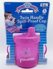 NOS Vintage Sippy Drinking Cup w/ Lid 8 oz Pink Spill Proof 6month  up