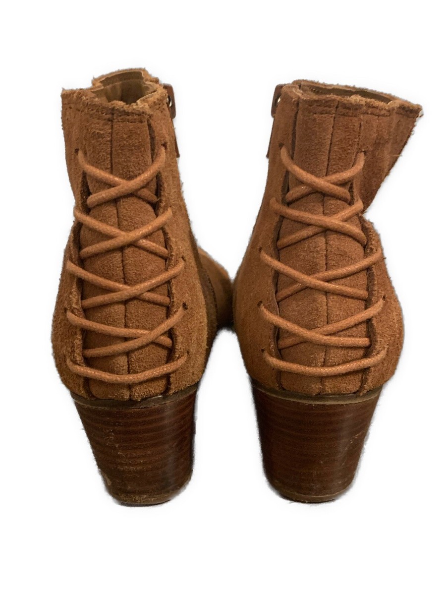 Aldo Womens Genuine Suede Leather Camel Brown Medium Heel 