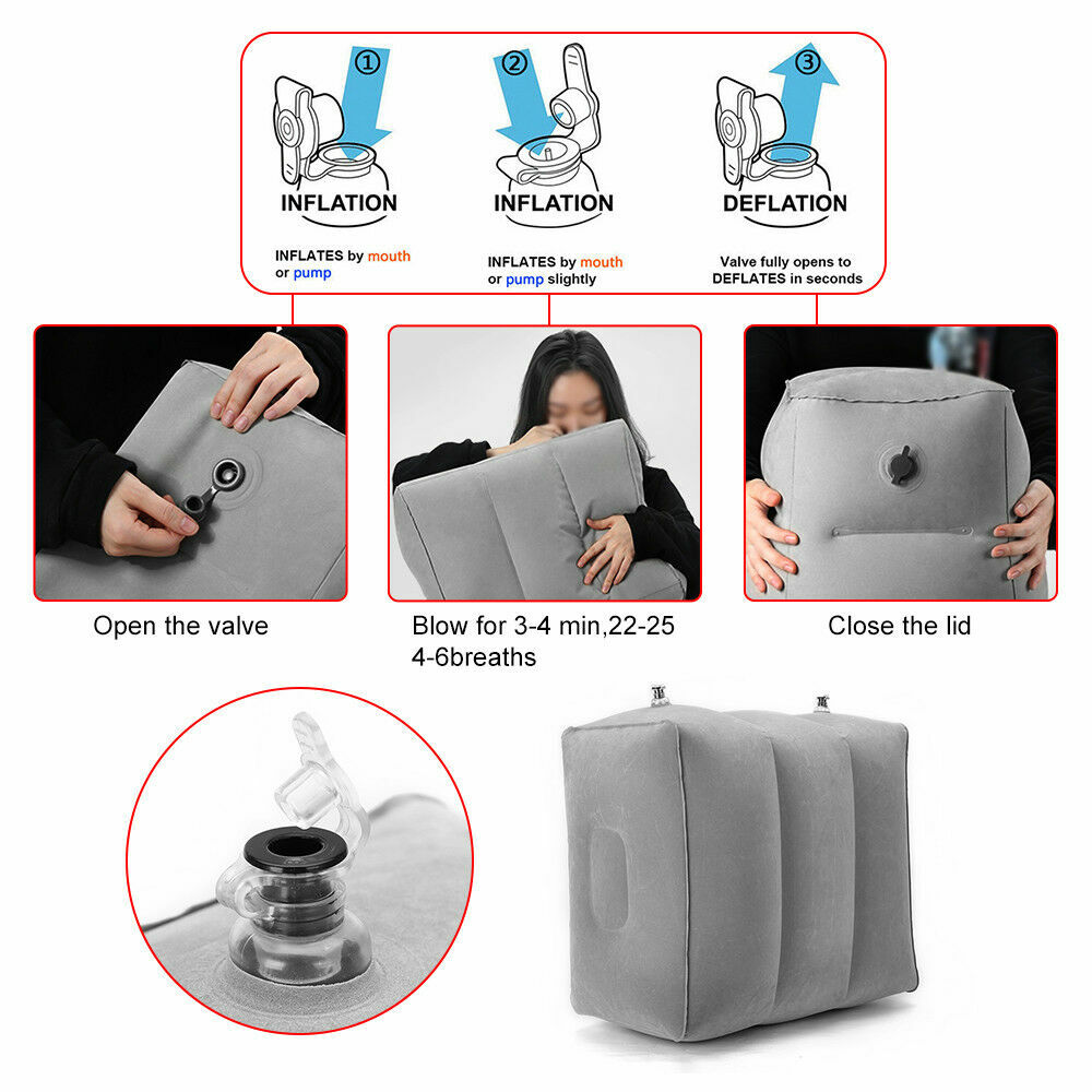 Inflatable Foot Rest Air Footrest Cushion Pillow Plane Travel Car Train