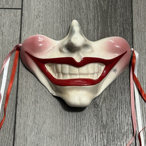 About Face Jester Joker Mouth Smile Ceramic Wall Art Horror Clown Aesthetic VTG