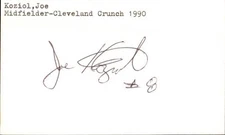 Joe Koziol Signed 3x5 Index Card Cut Crunch MISL Soccer Autograph Den