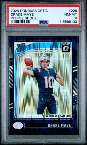 2024 PANINI DONRUSS OPTIC PURPLE SHOCK #229 DRAKE MAYE PSA 8