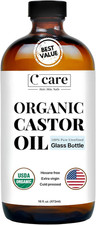 Castor Oil 100 Pure Organic Cold Pressed Unrefined Glass Bottle USDA Certifie
