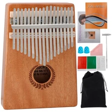 17-key Kalimba Thumb Piano - Portable Wooden Thumb Piano with Tuning Hammers,...