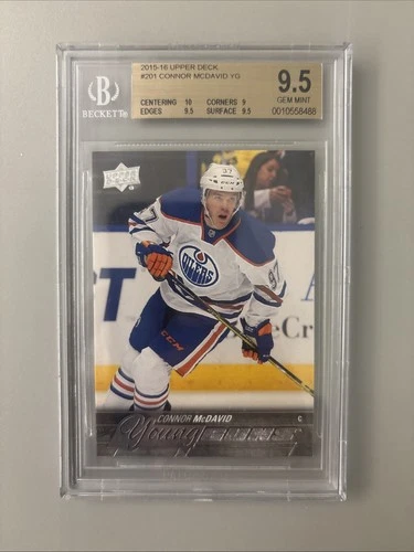 2015 16 UD  SERIES 1 COMPLETE SET 1-250 #201 CONNOR MCDAVID YOUNG GUNS BGS 9.5