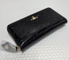 Vivienne Westwood Long Wallet Round Zipper Leather Bright Black