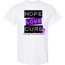Inktastic Pancreatic Cancer Hope Love Cure T-Shirt - HDD Awareness Shirts Ribbon